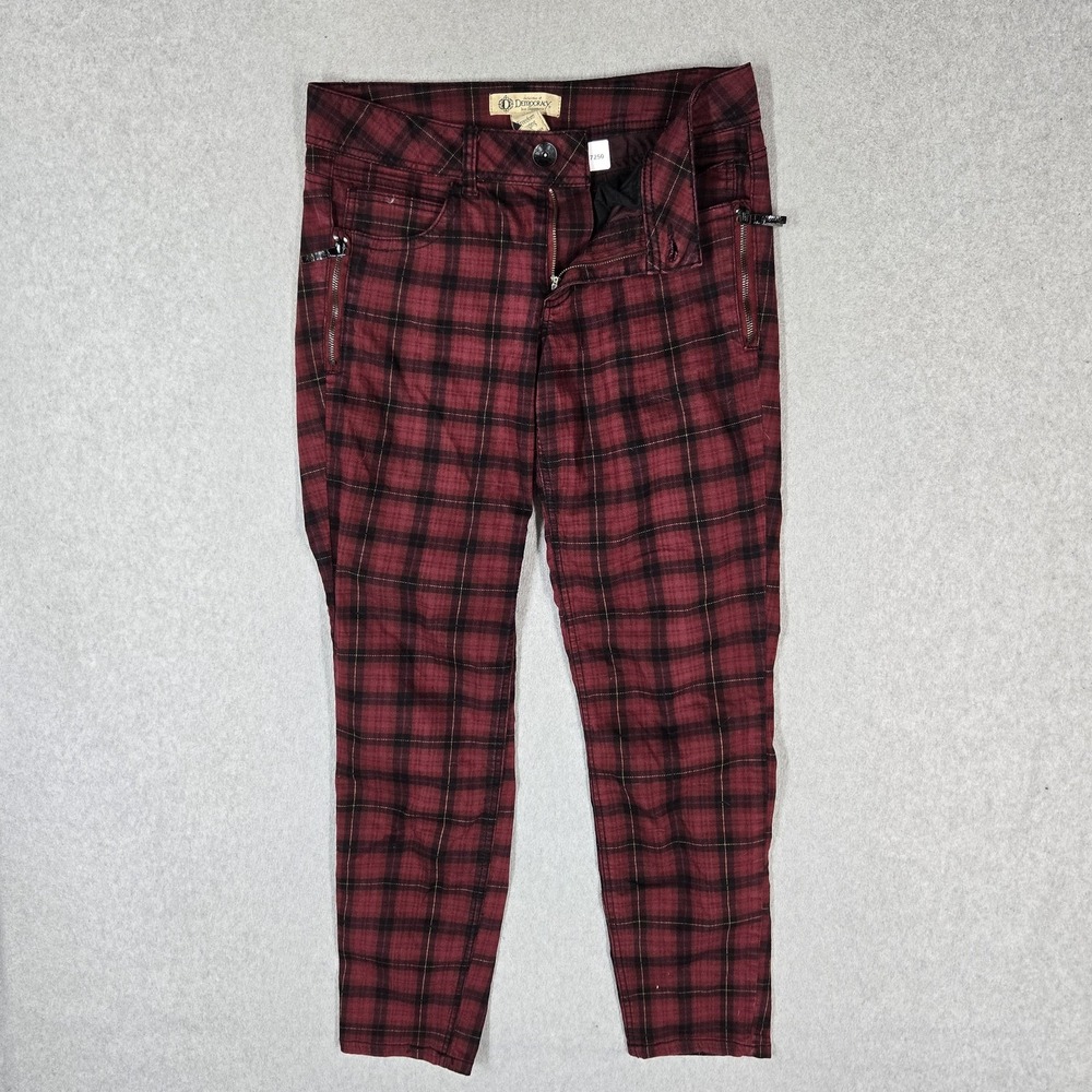 Democracy Women Pants 8 Red Plaid Freedom Jeggings Grunge High Rise 29" Inseam